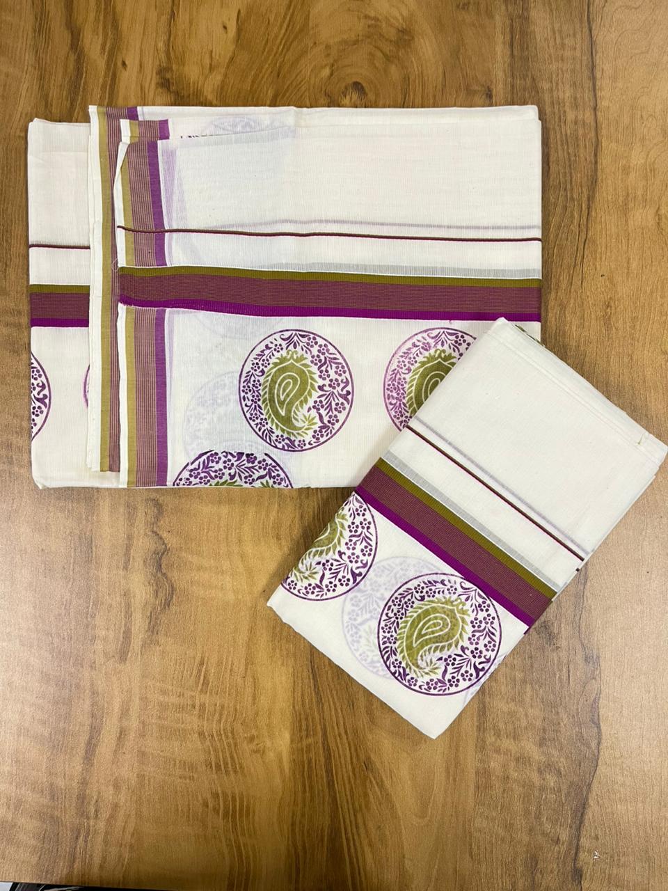Kerala Cotton Printed Set Mundu (2.80m) SL335