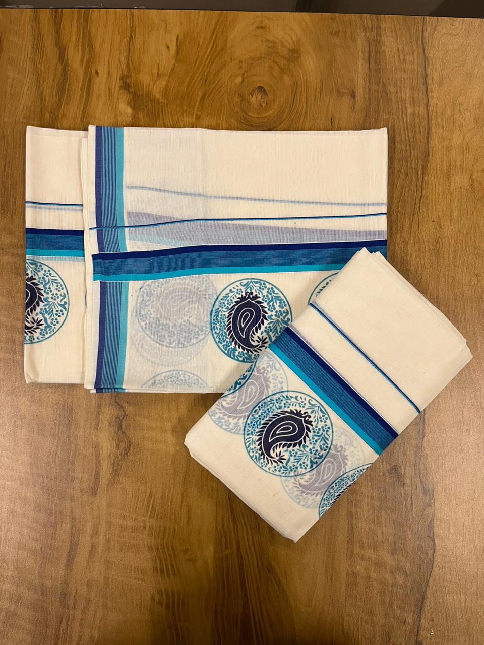 Kerala Cotton Printed Set Mundu (2.80m) SL335