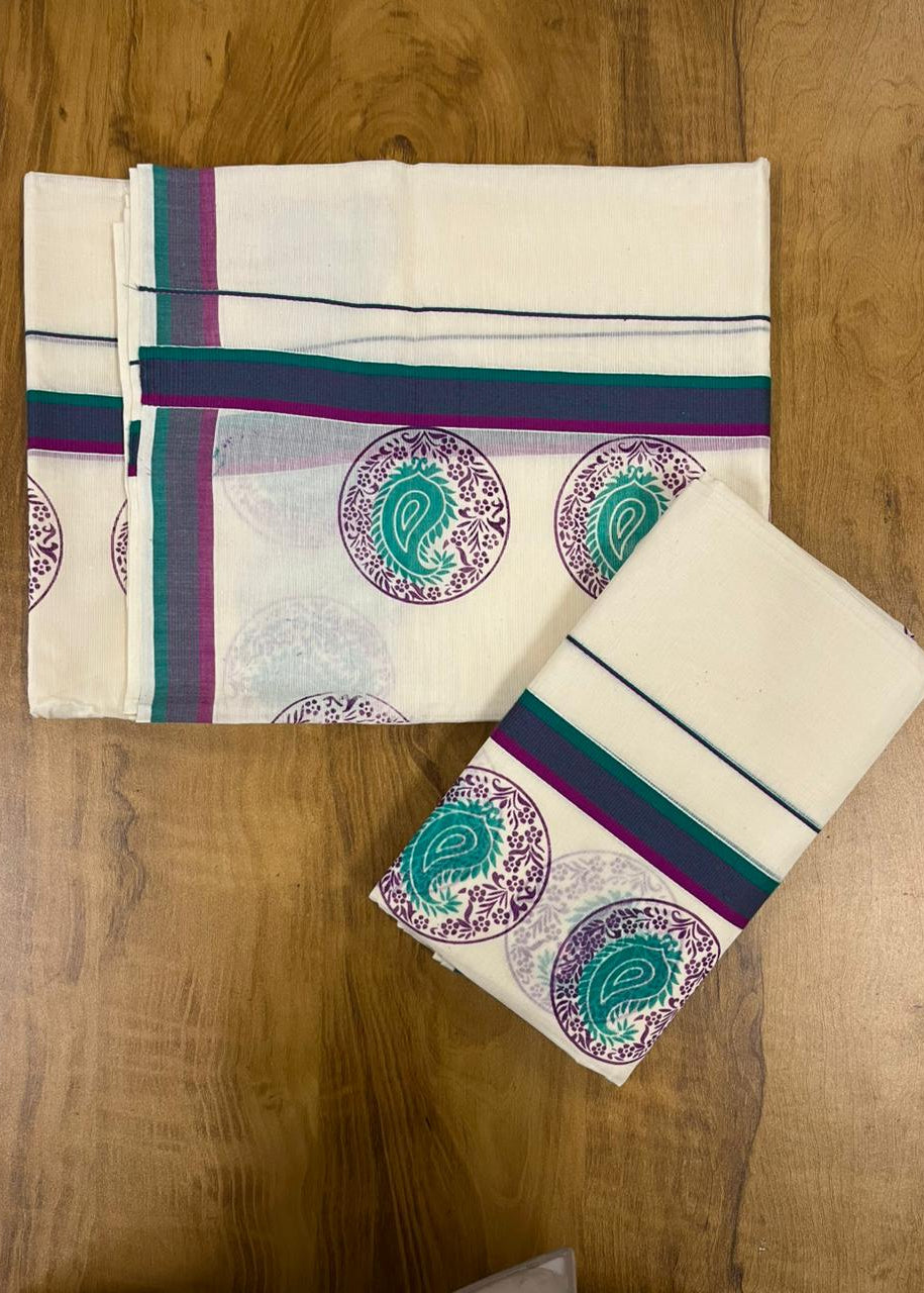 Kerala Cotton Printed Set Mundu (2.80m) SL335