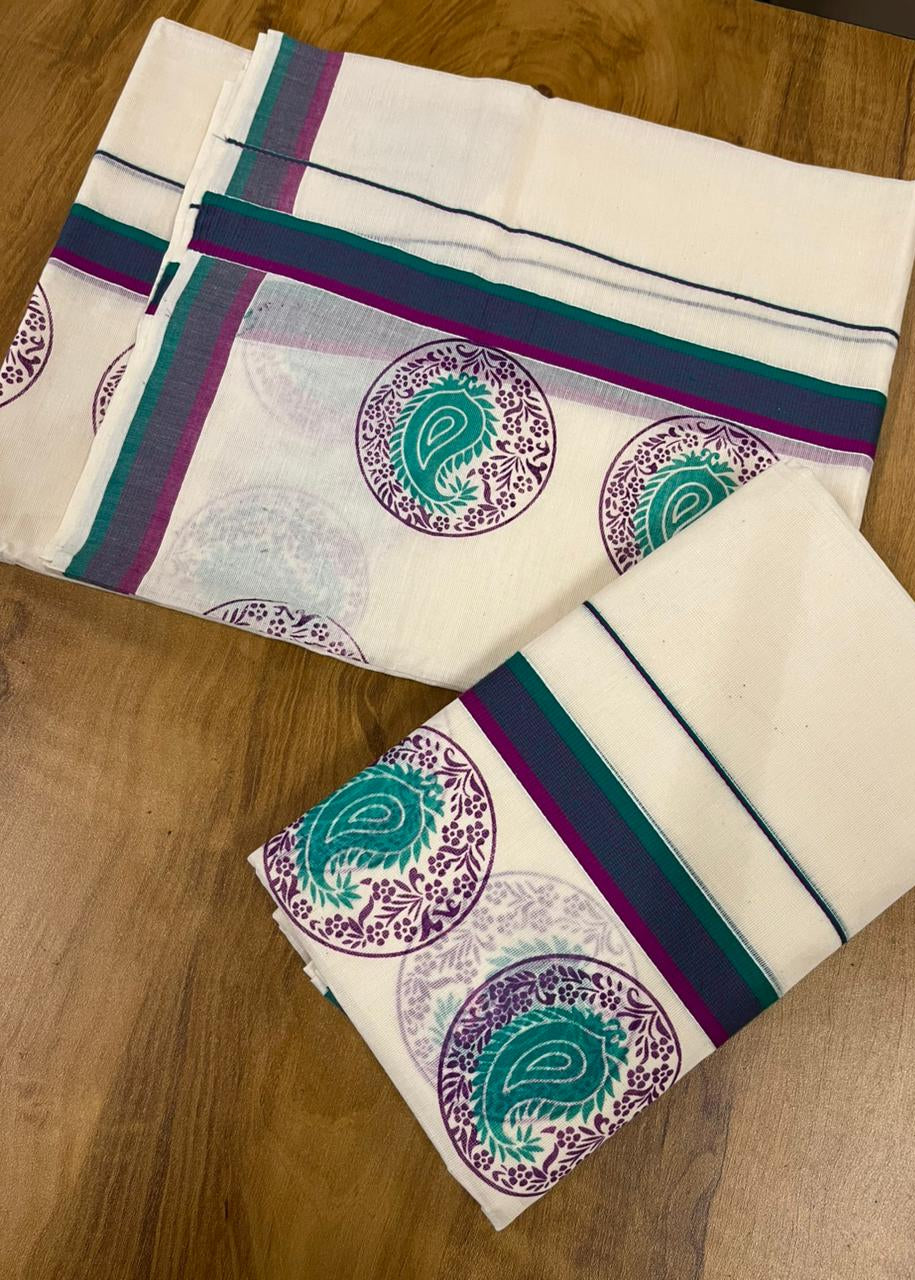Kerala Cotton Printed Set Mundu (2.80m) SL335