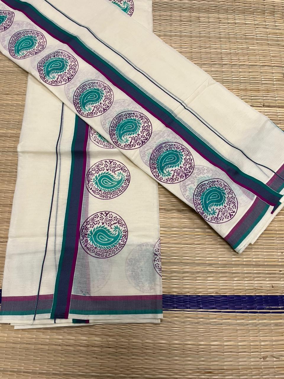 Kerala Cotton Printed Set Mundu (2.80m) SL335