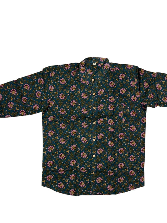 Southloom Jaipur Pure Cotton Block Printed Shirt for Men in Full Sleeve