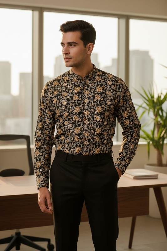 Southloom Jaipur Pure Cotton Block Printed Shirt for Men in Full Sleeve
