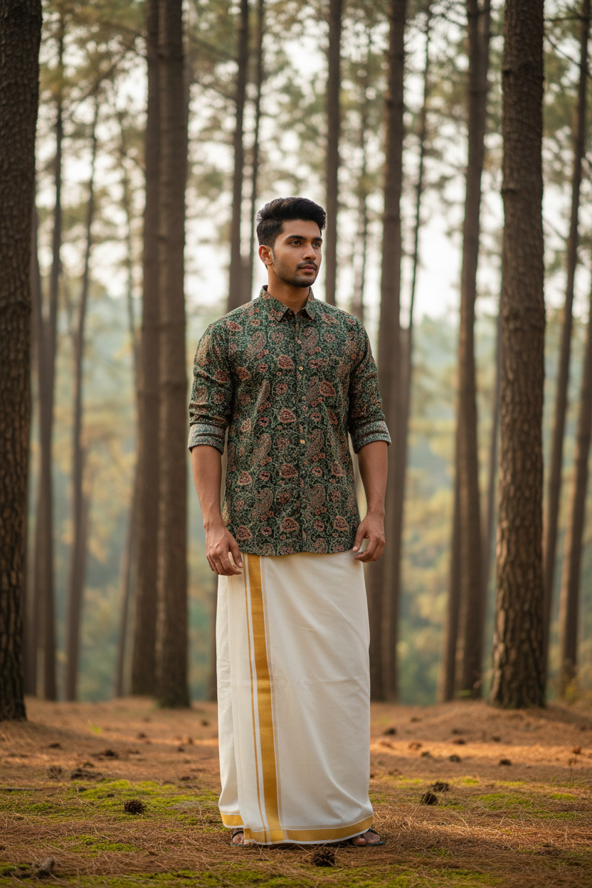 Southloom Jaipur Pure Cotton Block Printed Shirt for Men in Full Sleeve