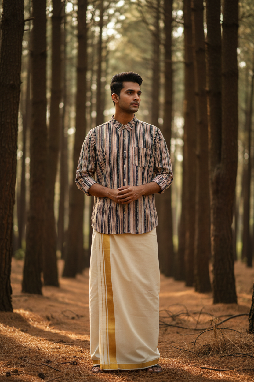 Southloom Jaipur Pure Cotton Block Printed Shirt for Men in Full Sleeve