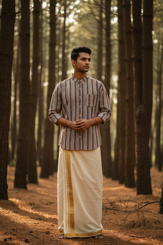 Southloom Jaipur Pure Cotton Block Printed Shirt for Men in Full Sleeve
