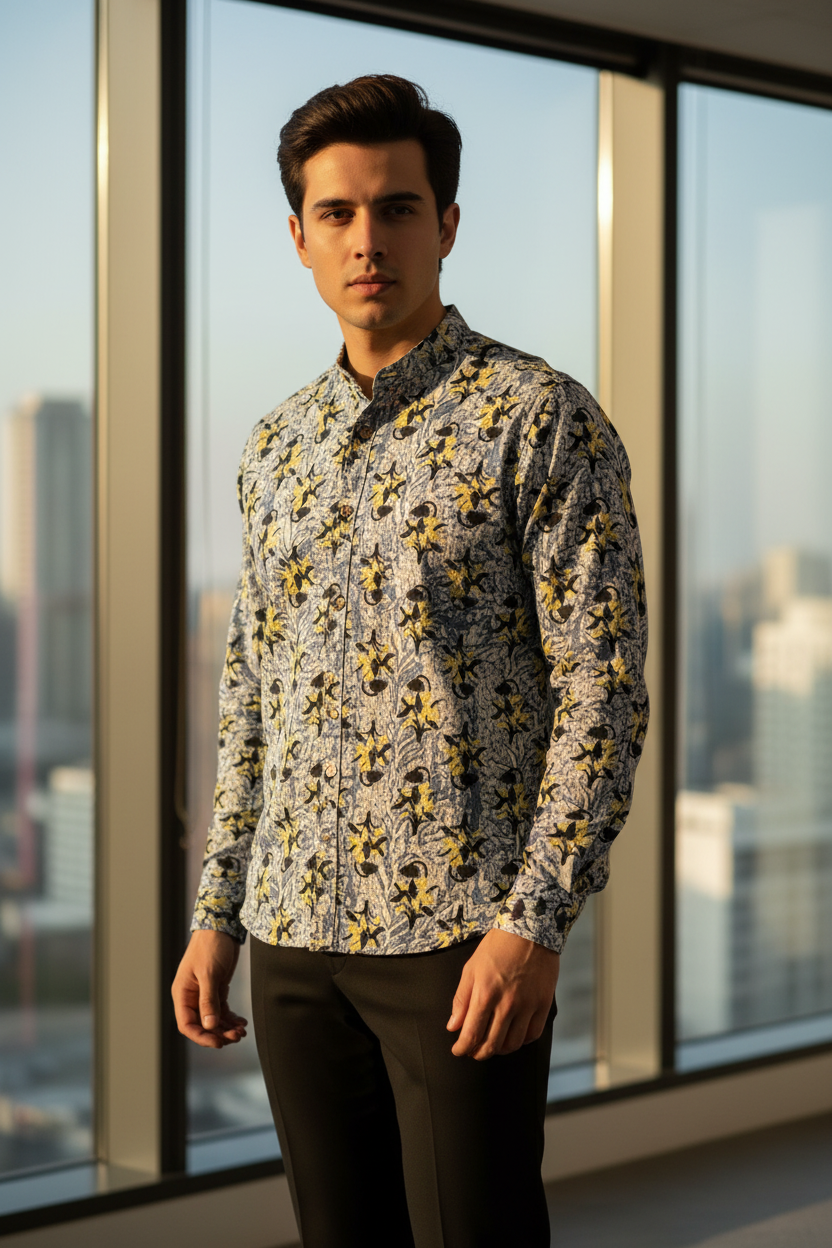 Southloom Jaipur Pure Cotton Block Printed Shirt for Men in Full Sleeve