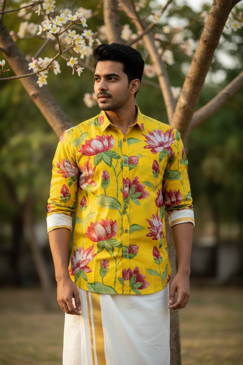 Southloom Jaipur Pure Cotton Block Printed Shirt for Men in Full Sleeve