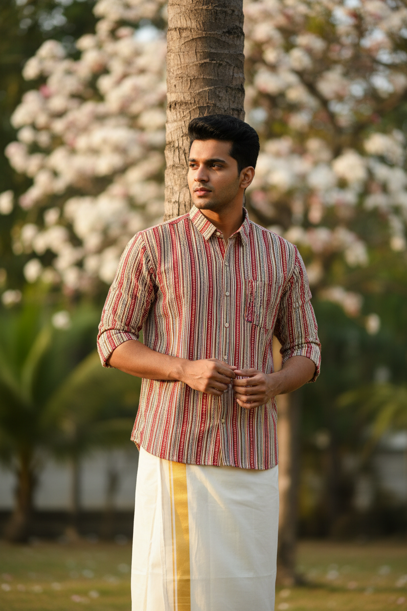 Southloom Jaipur Pure Cotton Block Printed Shirt for Men in Full Sleeve
