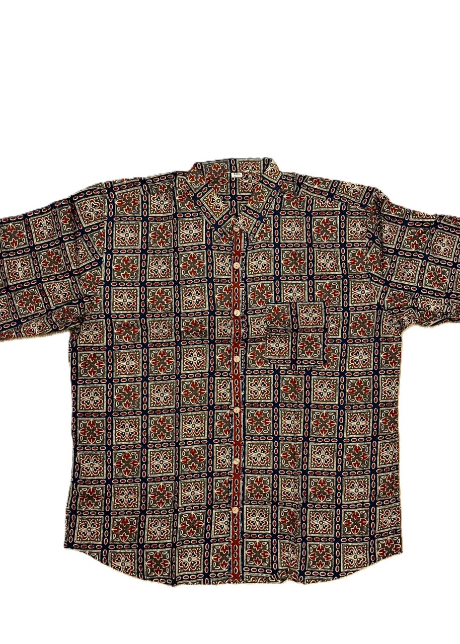Southloom Jaipur Pure Cotton Block Printed Shirt for Men in Full Sleeve