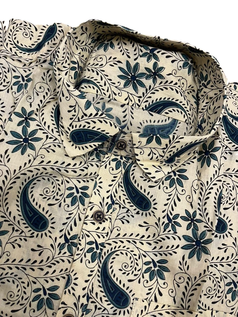 Southloom Jaipur Pure Cotton Block Printed Shirt for Men in Full Sleeve (Green)