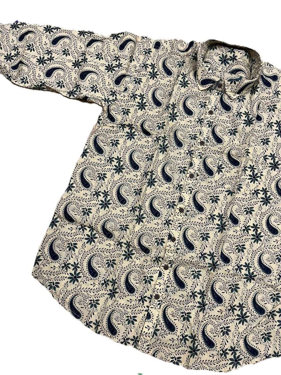 Southloom Jaipur Pure Cotton Block Printed Shirt for Men in Full Sleeve (Green)