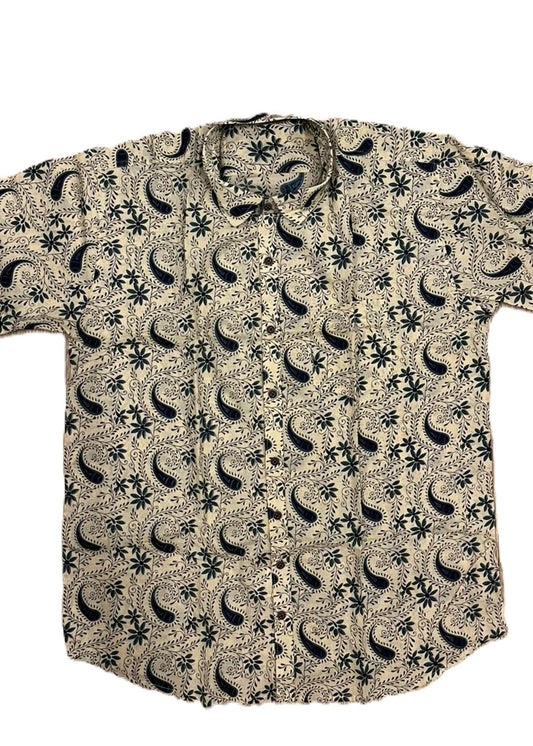 Southloom Jaipur Pure Cotton Block Printed Shirt for Men in Full Sleeve (Green)