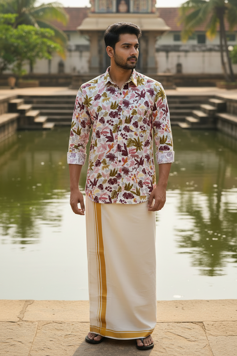 Southloom Jaipur Pure Cotton Block Printed Shirt for Men in Full Sleeve