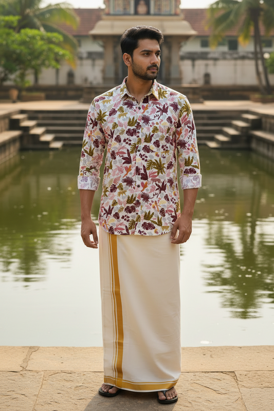 Southloom Jaipur Pure Cotton Block Printed Shirt for Men in Full Sleeve