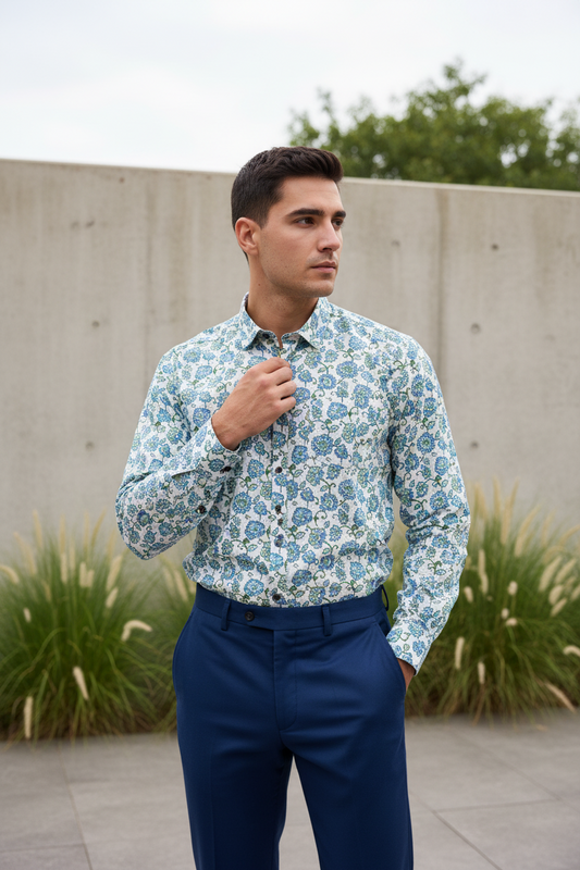 Southloom Jaipur Pure Cotton Block Printed Shirt for Men in Full Sleeve