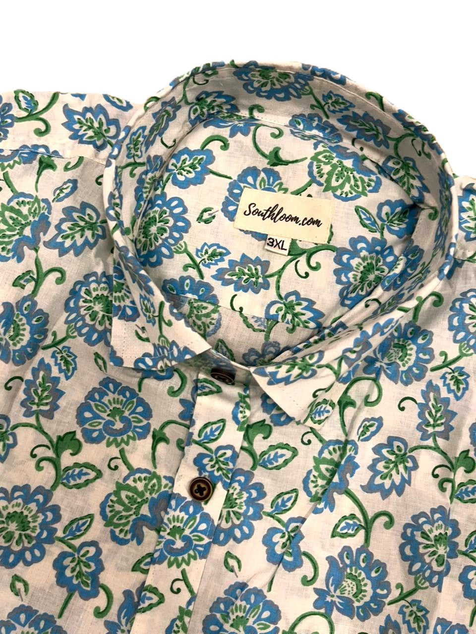 Southloom Jaipur Pure Cotton Block Printed Shirt for Men in Full Sleeve