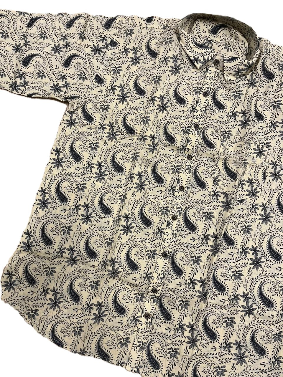 Southloom Jaipur Pure Cotton Block Printed Shirt for Men in Full Sleeve (Grey)