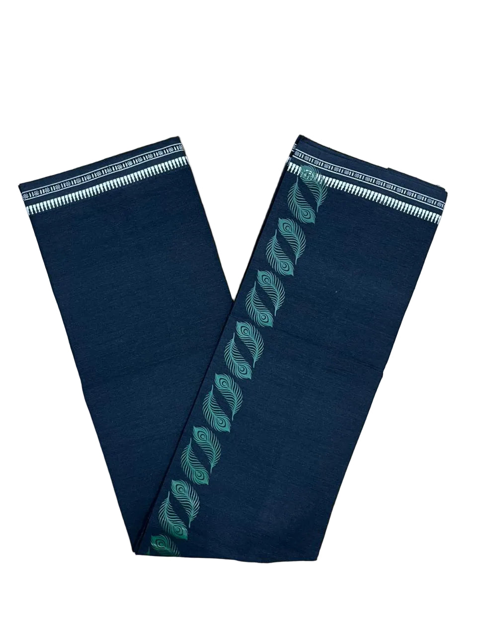 Southloom Kerala Black Printed Single Mundu / Otta Mundu / Lungi (South Indian Kerala Dhoti)