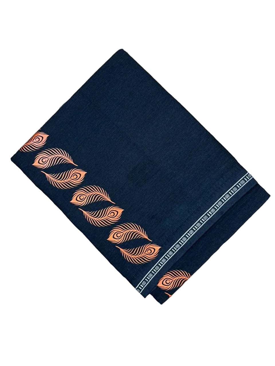 Southloom Kerala Black Printed Single Mundu / Otta Mundu / Lungi (South Indian Kerala Dhoti)