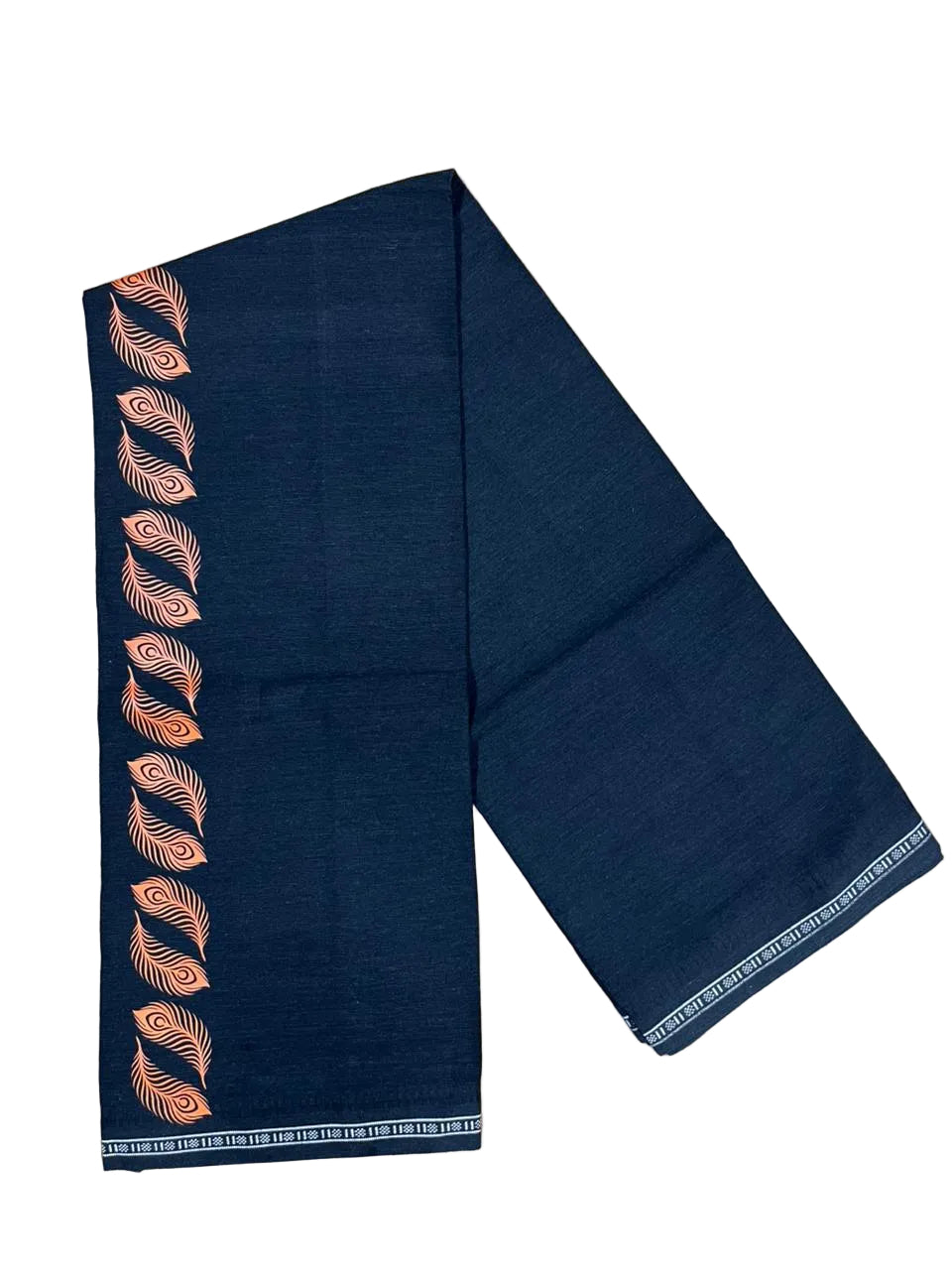 Southloom Kerala Black Printed Single Mundu / Otta Mundu / Lungi (South Indian Kerala Dhoti)