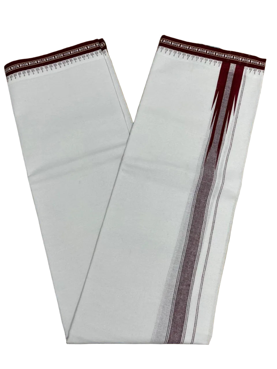Southloom Maroon Chutti Kara Single Mundu / Lungi (South Indian Kerala Dhoti)