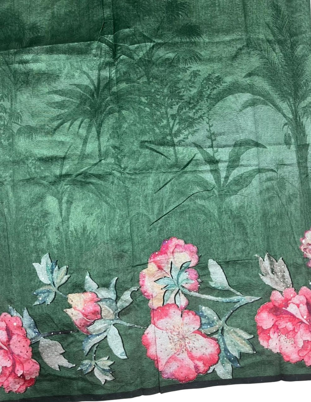 Southloom Designer Colour Saree with Floral Woven Works Across Body in Green