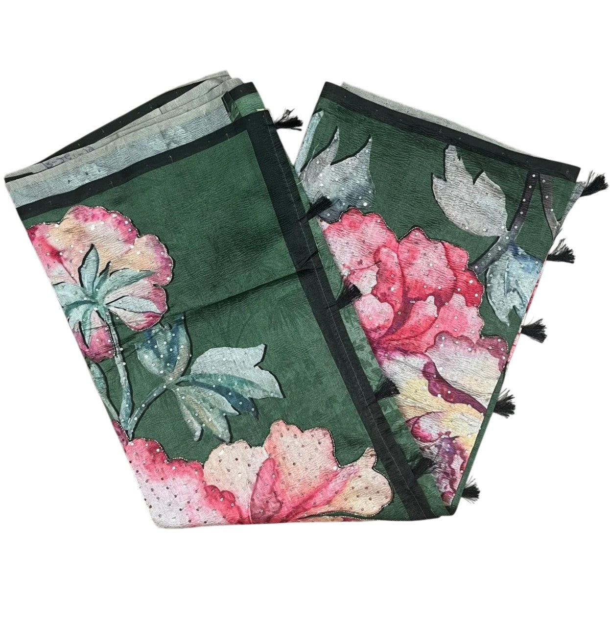 Southloom Designer Colour Saree with Floral Woven Works Across Body in Green