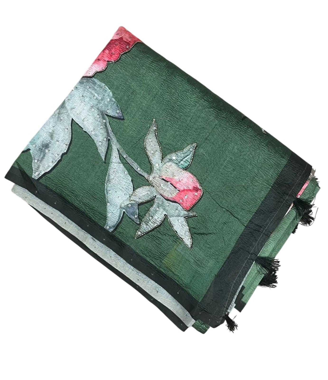 Southloom Designer Colour Saree with Floral Woven Works Across Body in Green