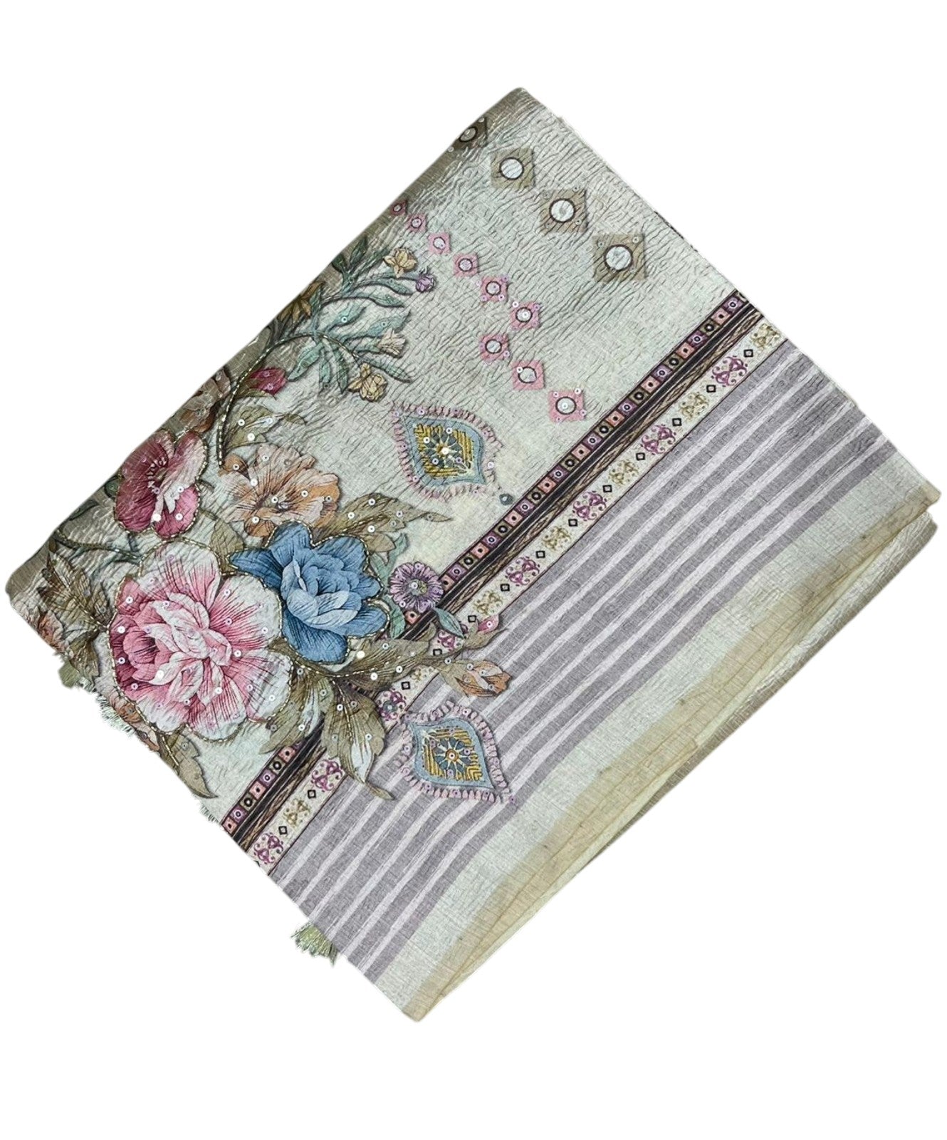 Southloom Designer Colour Saree with Floral Woven Works Across Body in Beige
