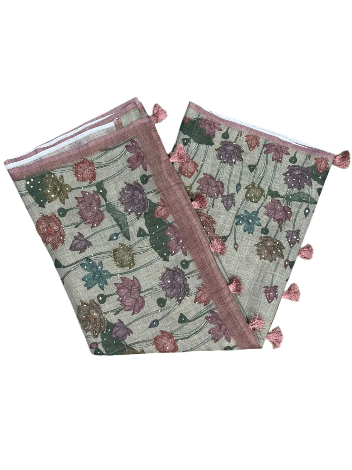 Southloom Designer Colour Saree with Floral Woven Works Across Body in Beige