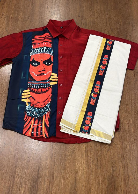 Cotton Silk Printed Men's Combo HS (Shirt + Mund ) SL343