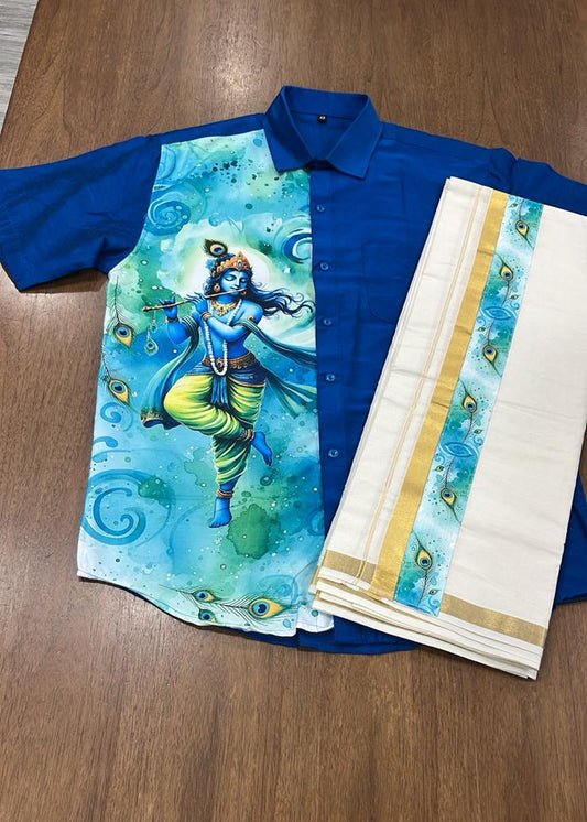 Cotton Silk Printed Men's Combo HS (Shirt + Mund ) SL343