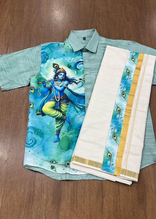 Cotton Silk Printed Men's Combo HS (Shirt + Mund ) SL343