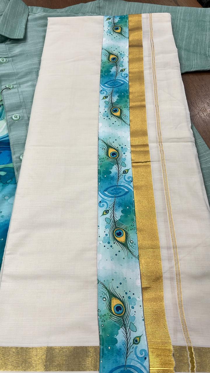 Cotton Silk Printed Men's Combo HS  (Shirt + Mund ) SL343