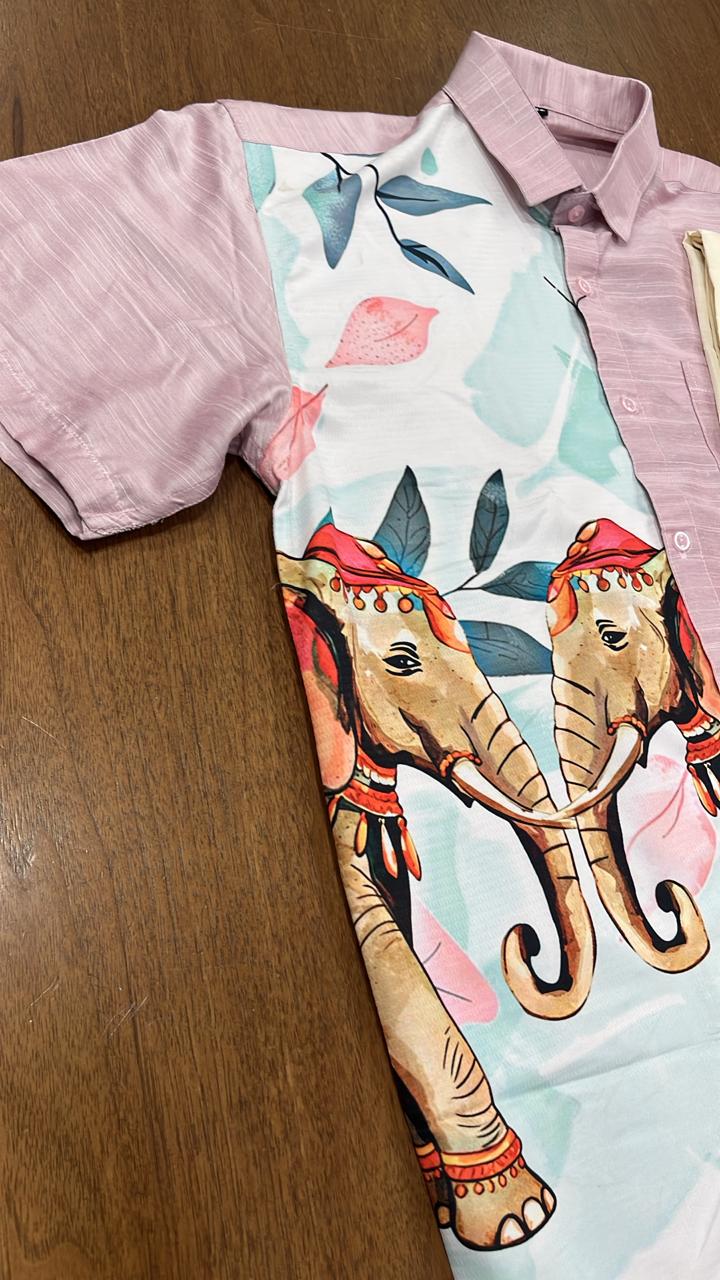 Cotton Silk Printed Men's Combo HS  (Shirt + Mund ) SL343