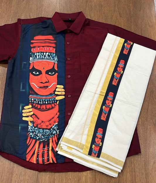 Cotton Silk Printed Men's Combo HS  (Shirt + Mund ) SL343 (Copy)