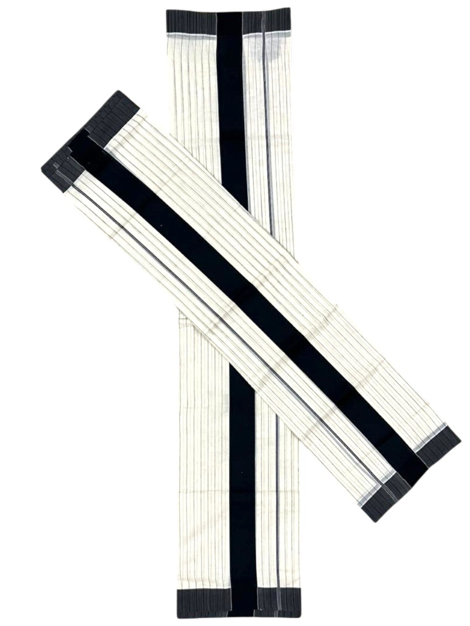 Southloom Pure Cotton Kerala Single Set Mundu (Mundum Neriyathum) with Stripes Design in Black  2.80 Mtrs SL355