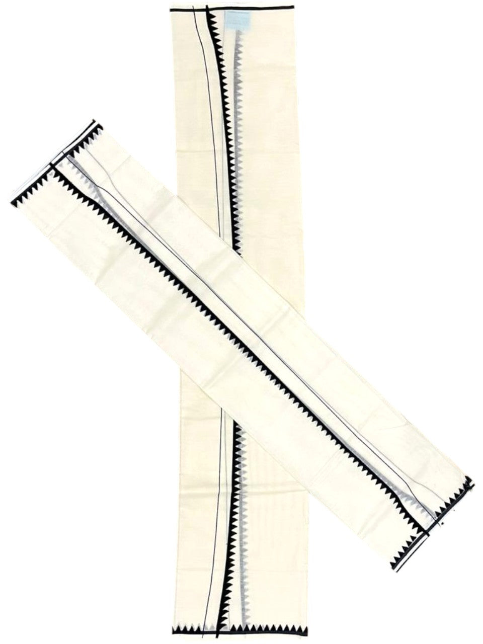 Southloom Pure Cotton Kerala Single Set Mundu (Mundum Neriyathum) with Temple Design in Black 2.80 Mtrs SL360