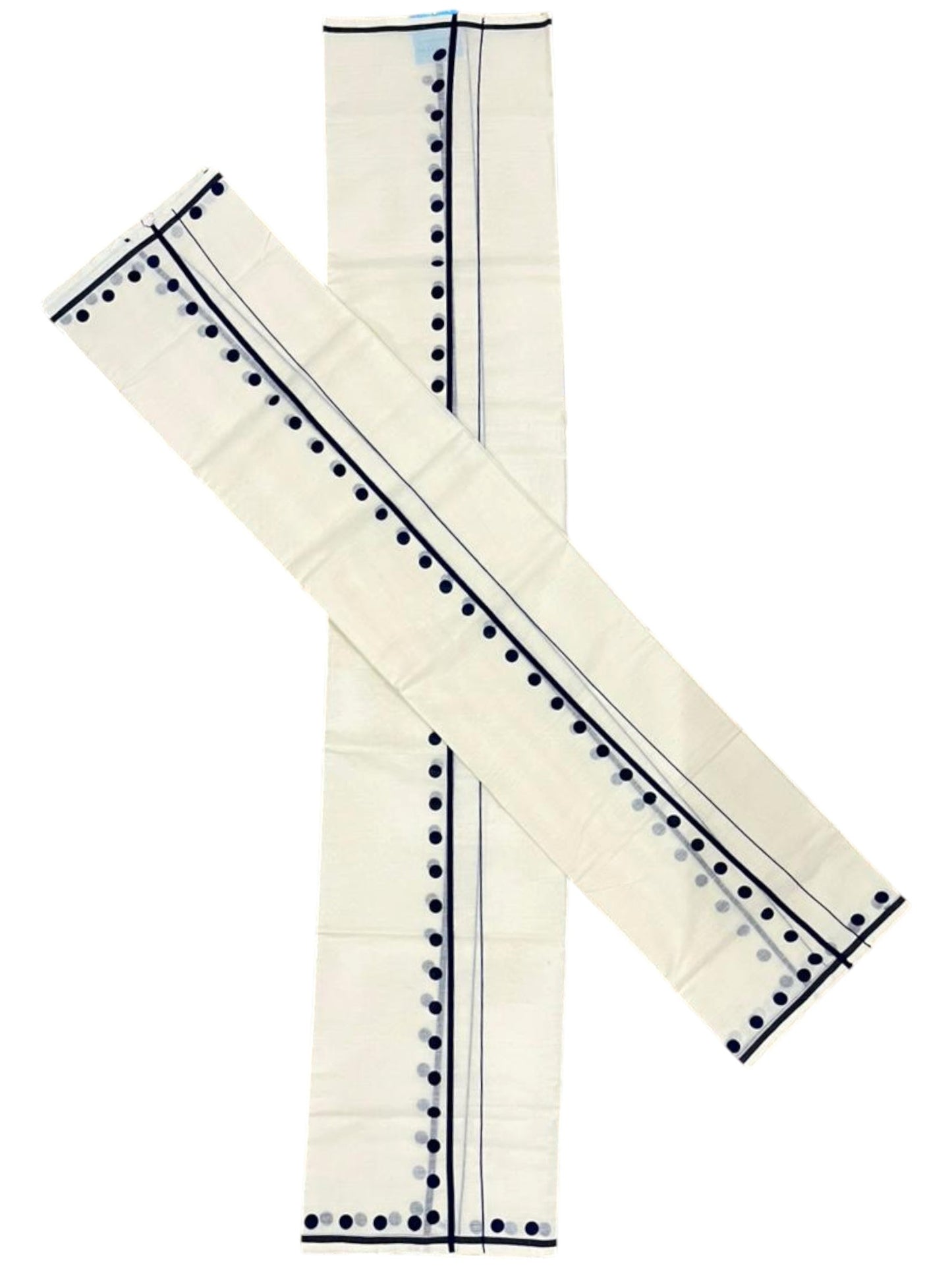 Southloom Pure Cotton Kerala Single Set Mundu (Mundum Neriyathum) with Polka Dots in Blue 2.80 Mtrs SL358