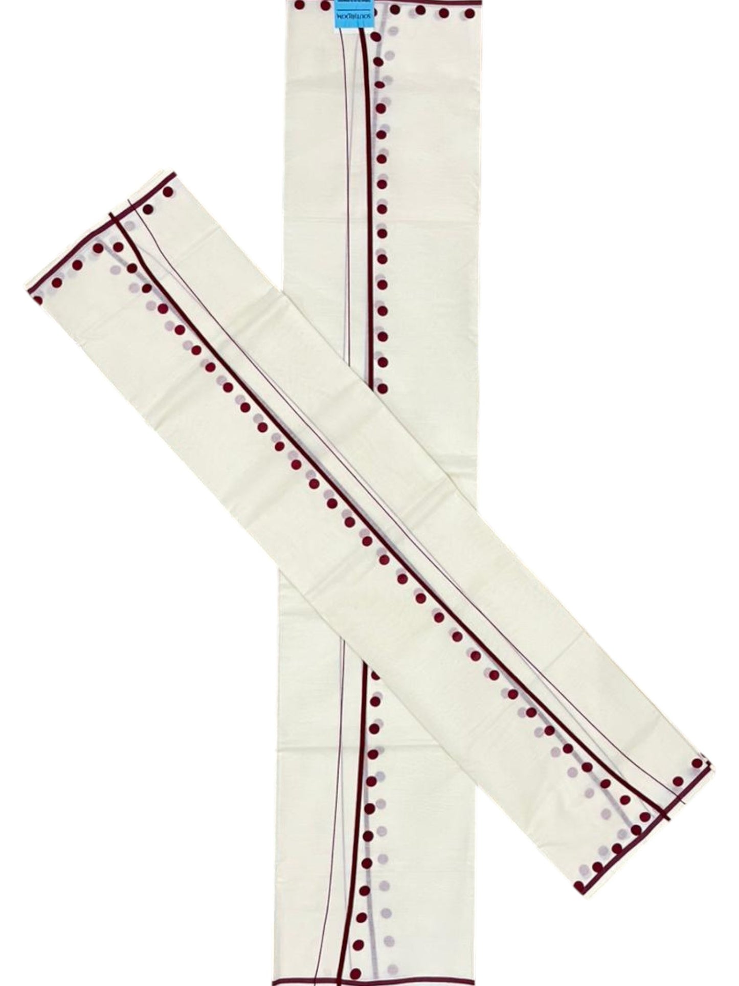 Southloom Pure Cotton Kerala Single Set Mundu (Mundum Neriyathum) with Polka Dots in Maroon 2.80 Mtrs SL358