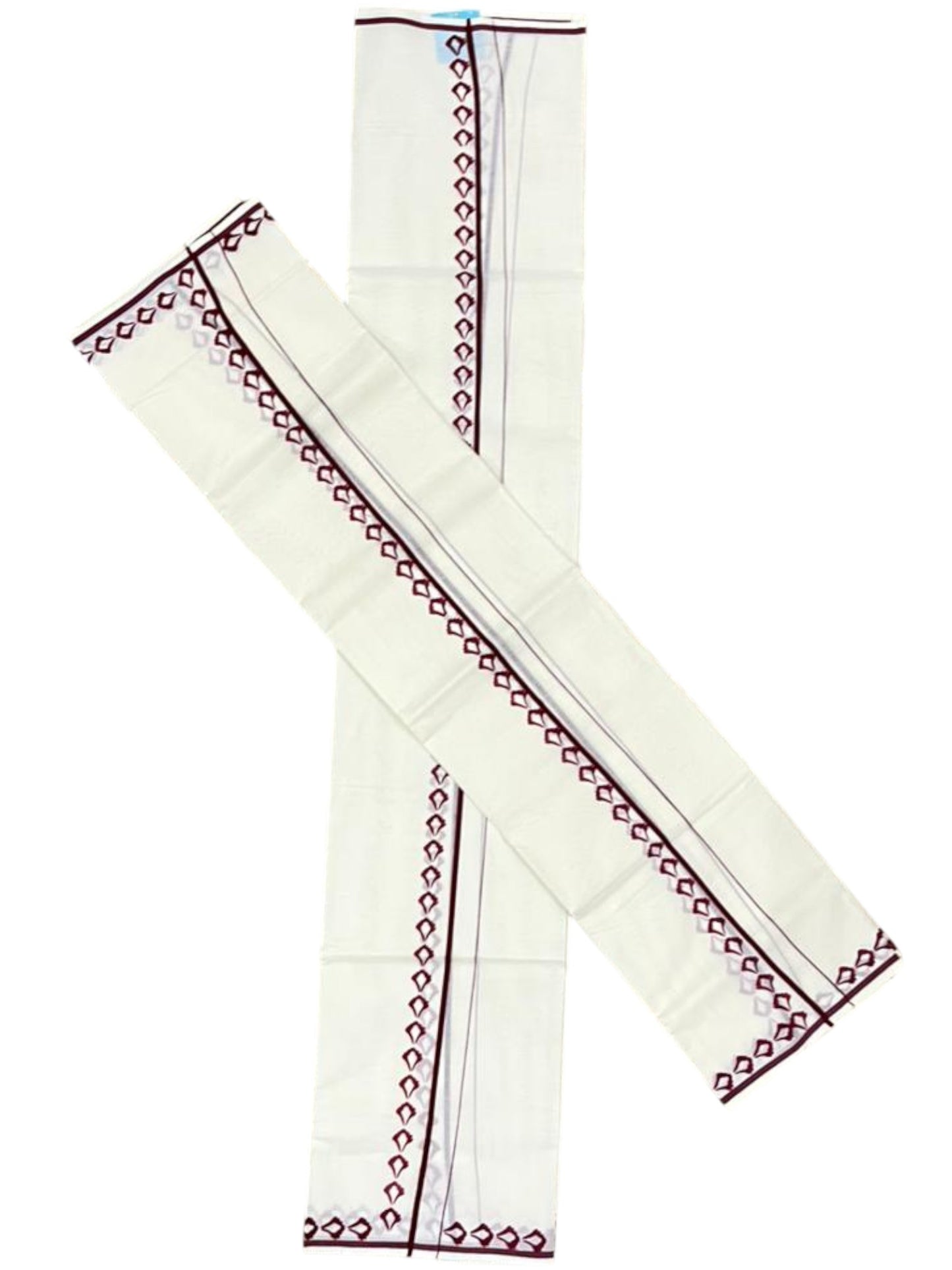 Southloom Pure Cotton Kerala Single Set Mundu (Mundum Neriyathum) with Digital Prints in Maroon 2.80 Mtrs