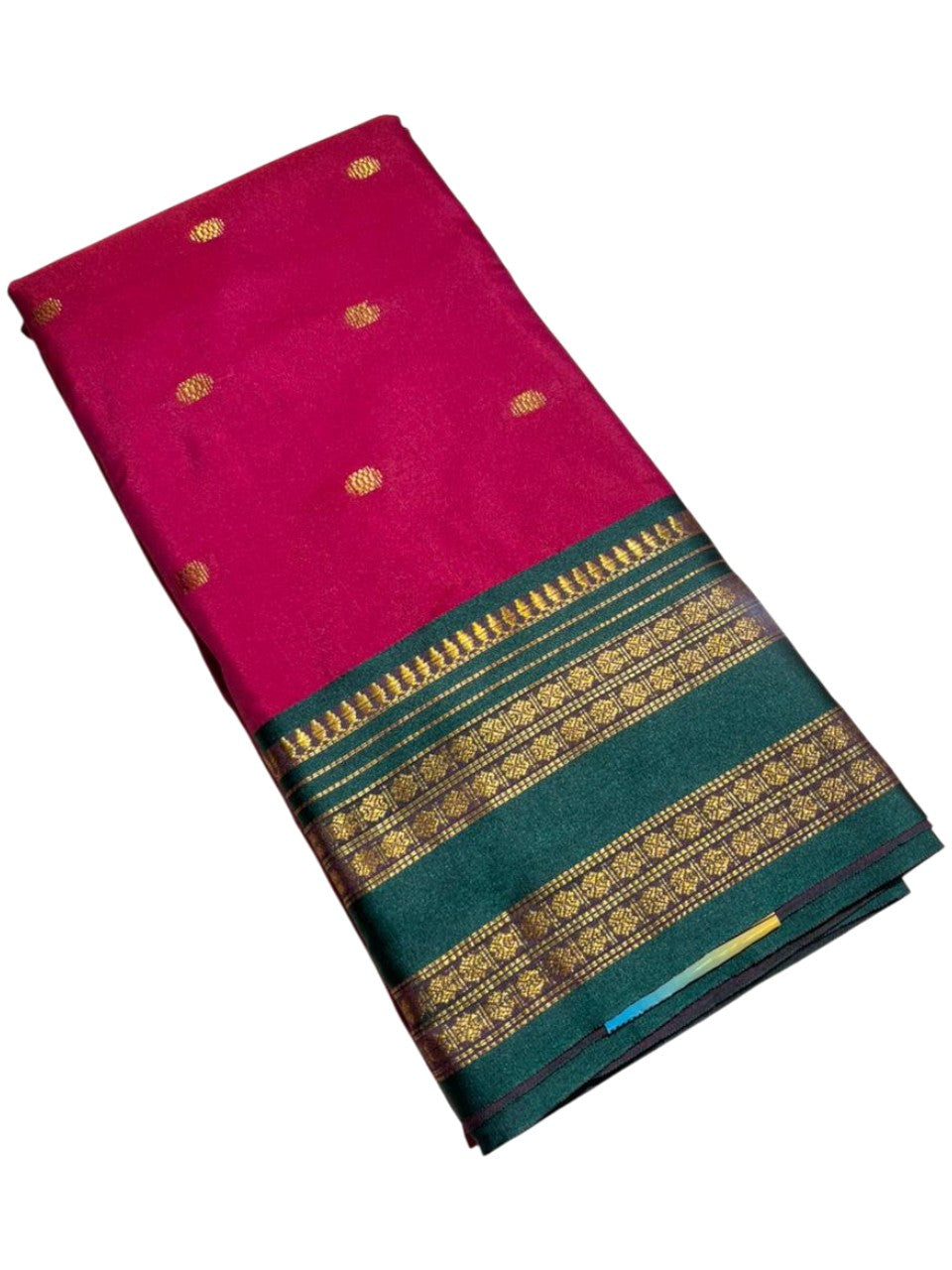 Southloom Semi Silk Narayan Pett Saree with Butta Works Across Body in Magenta