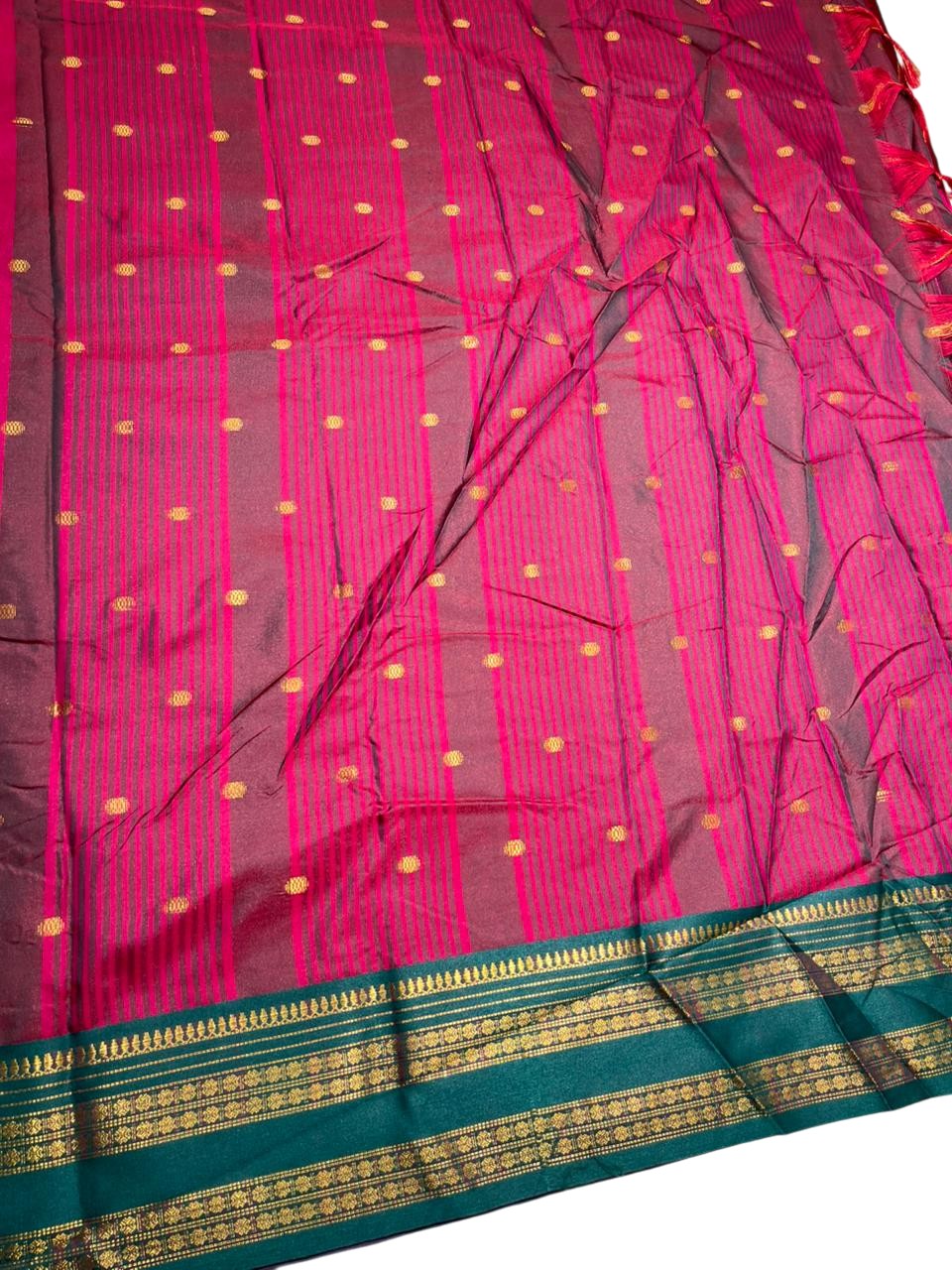 Southloom Semi Silk Narayan Pett Saree with Butta Works Across Body in Magenta