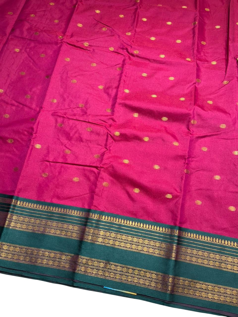 Southloom Semi Silk Narayan Pett Saree with Butta Works Across Body in Magenta