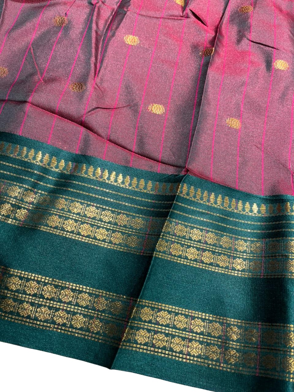 Southloom Semi Silk Narayan Pett Saree with Butta Works Across Body in Magenta