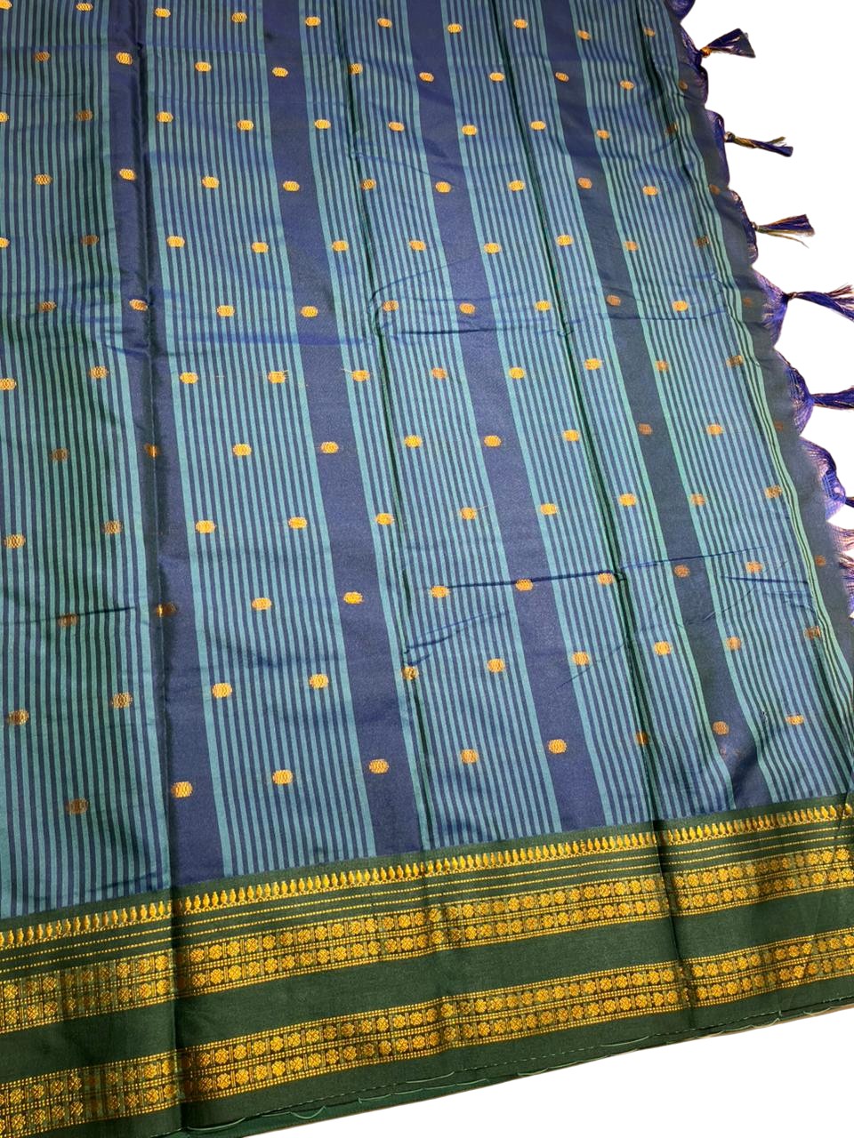 Southloom Semi Silk Narayan Pett Saree with Butta Works Across Body in Blue
