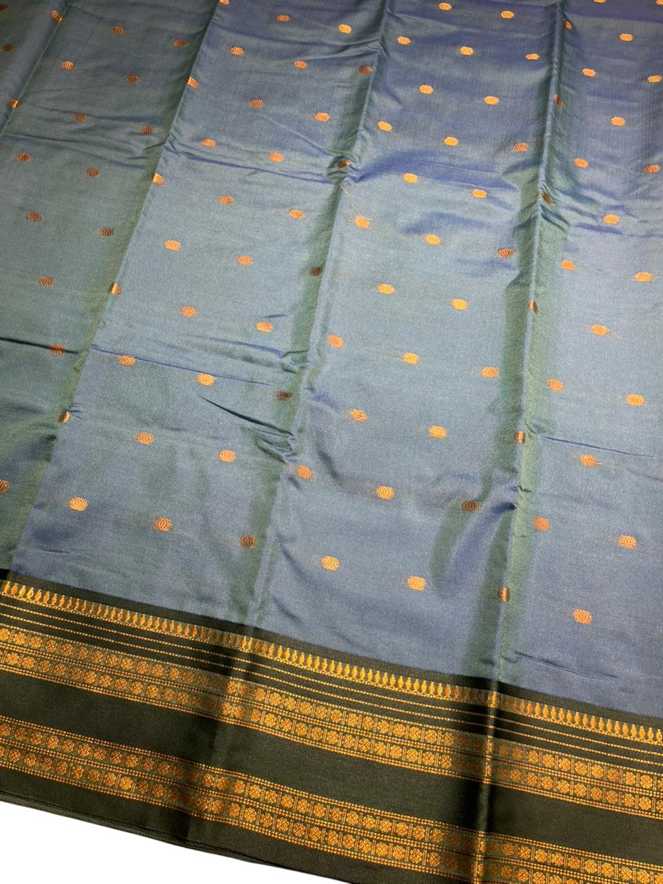Southloom Semi Silk Narayan Pett Saree with Butta Works Across Body in Blue