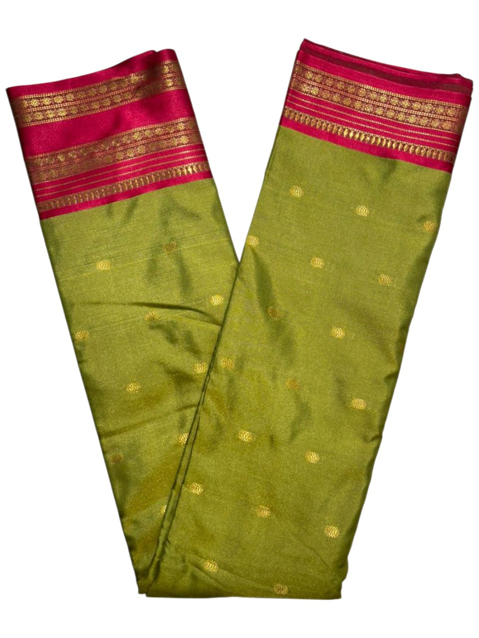 Southloom Semi Silk Narayan Pett Saree with Butta Works Across Body in Green