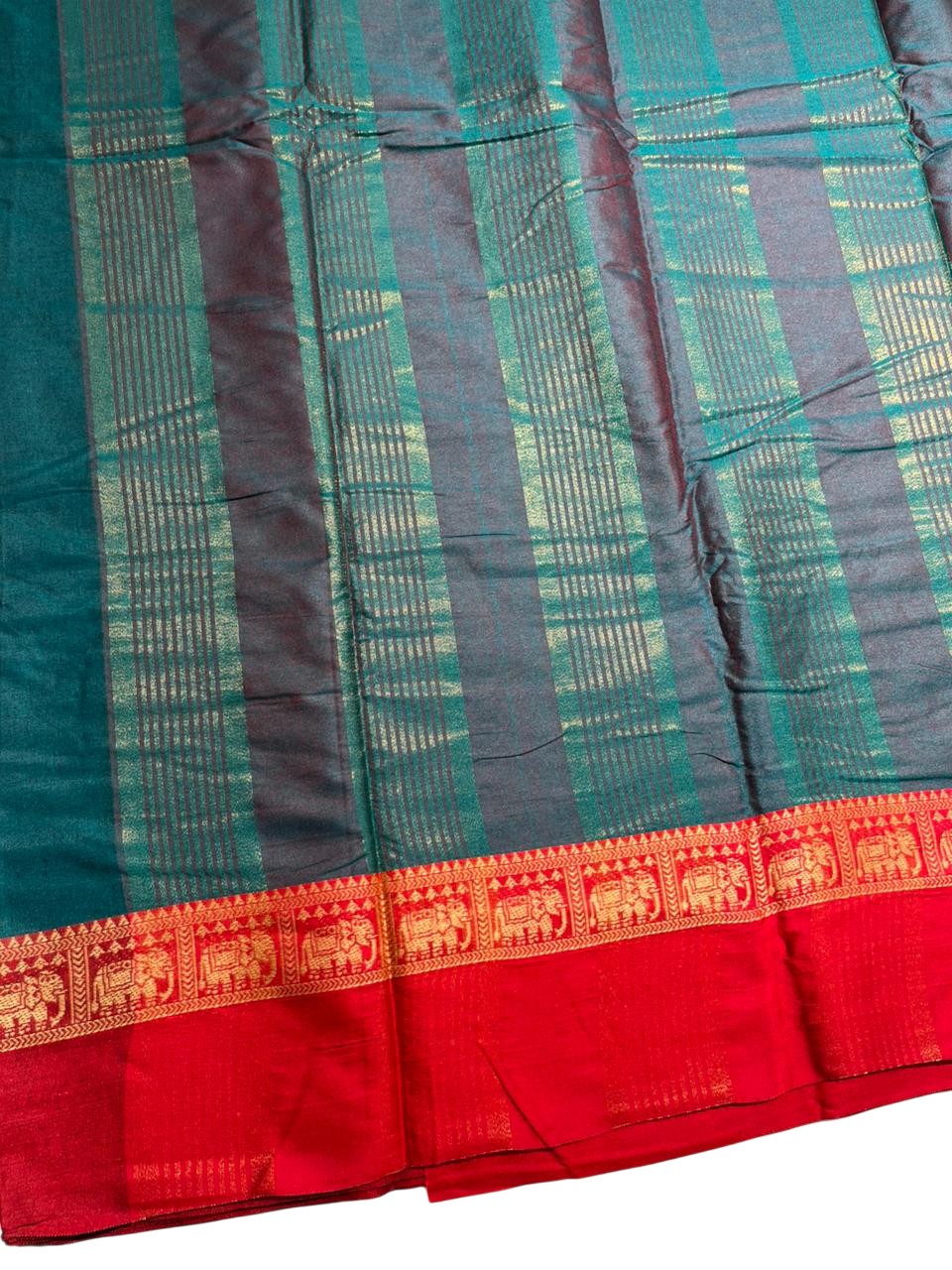Southloom Kerala Semi Silk Narayan Pett Saree With Woven Work on the Boders With Teal Green